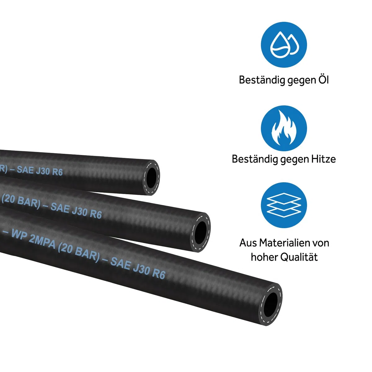 Schlauch Benzinschlauch Ölschlauch Kraftstoffschlauch Dieselschlauch Kraftstoffleitung Zertifikat SAE J30 R6 Meterware (Innen Ø: 25,0 mm/Außen Ø: 36,0 mm (1"))