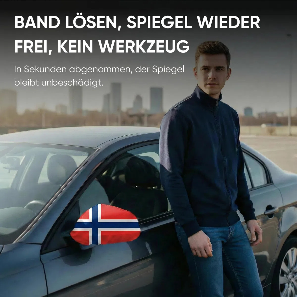 Außenspiegelfahne Norwegen für Auto - 2er Set Außenspiegel Überzieher Autoflagge, Fanartikel für Fußball EM & WM, Spiegel Deko Flagge