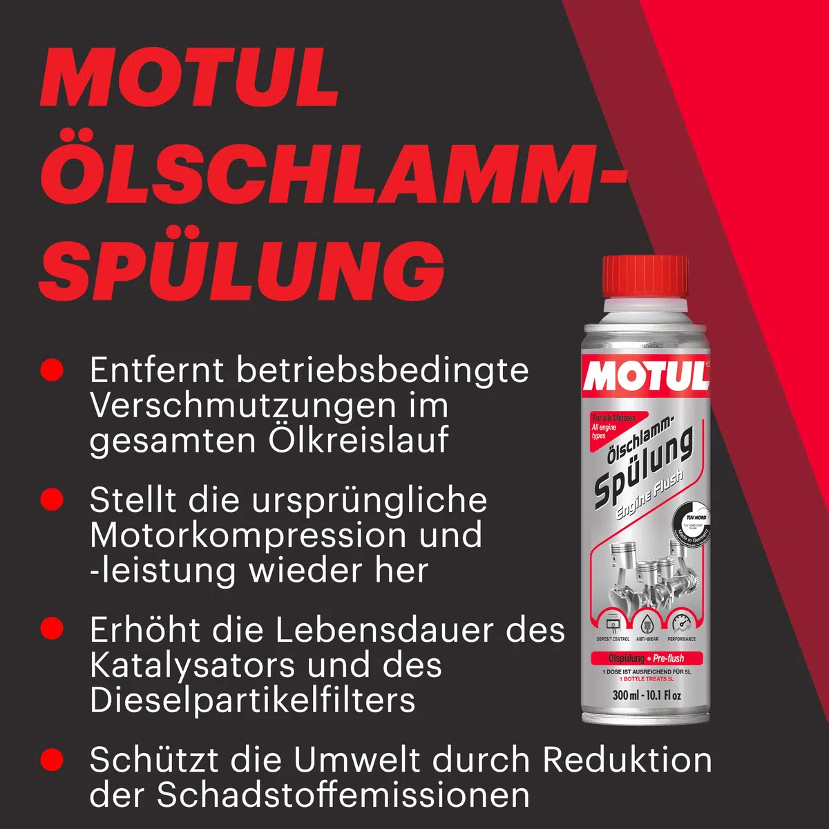 MOTUL 300 ml Ölschlammspülung Motorspülung für Benzin und Dieselmotoren Motorreiniger | 110794 | Reinigt nachhaltig betriebsbedingte Verschmutzungen im gesamten Ölkreislauf