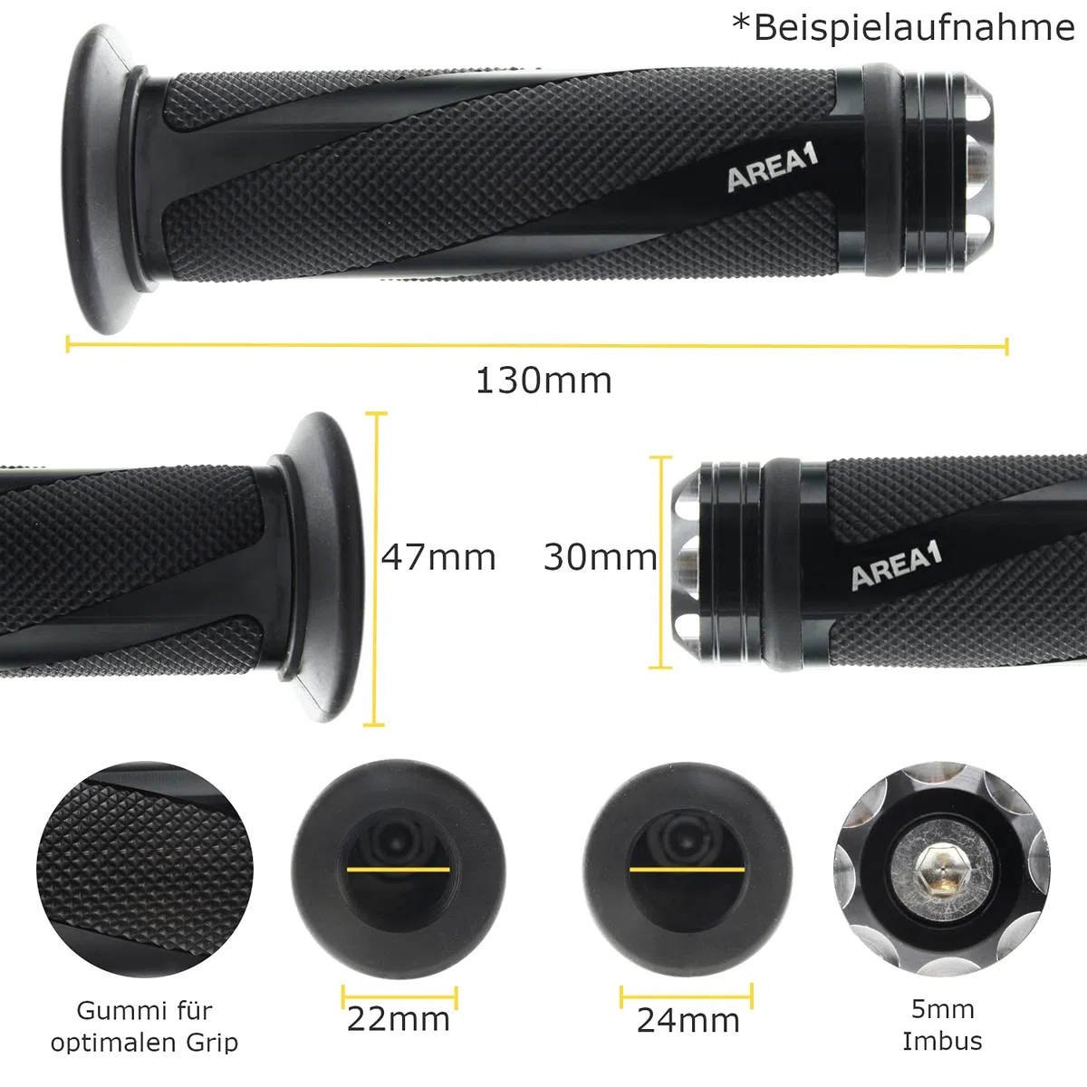 Area1 universal Motorrad Motorroller Lenkergriffe grau 2 Stück 22/24mm kompatibel mit Duke SMC/R MT07/09/125 Z900/650/500/125 YZF CMX CB500 Hornet SV650 GSXS/R GSF TPH NRG Speedfight Jetforce Runner