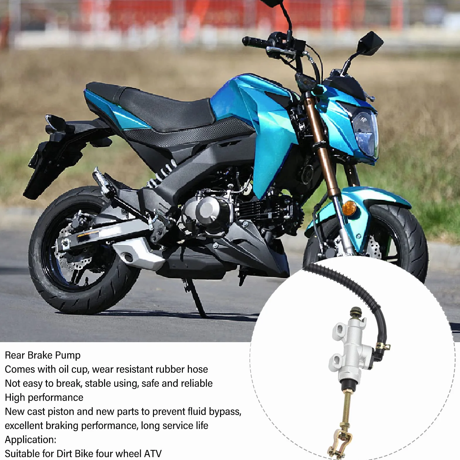 Universal-Bremshydraulikpumpe, Motorrad-Hinterradbremszylinder mit Vorratsbehälter für ATV Quad Dirt Bike