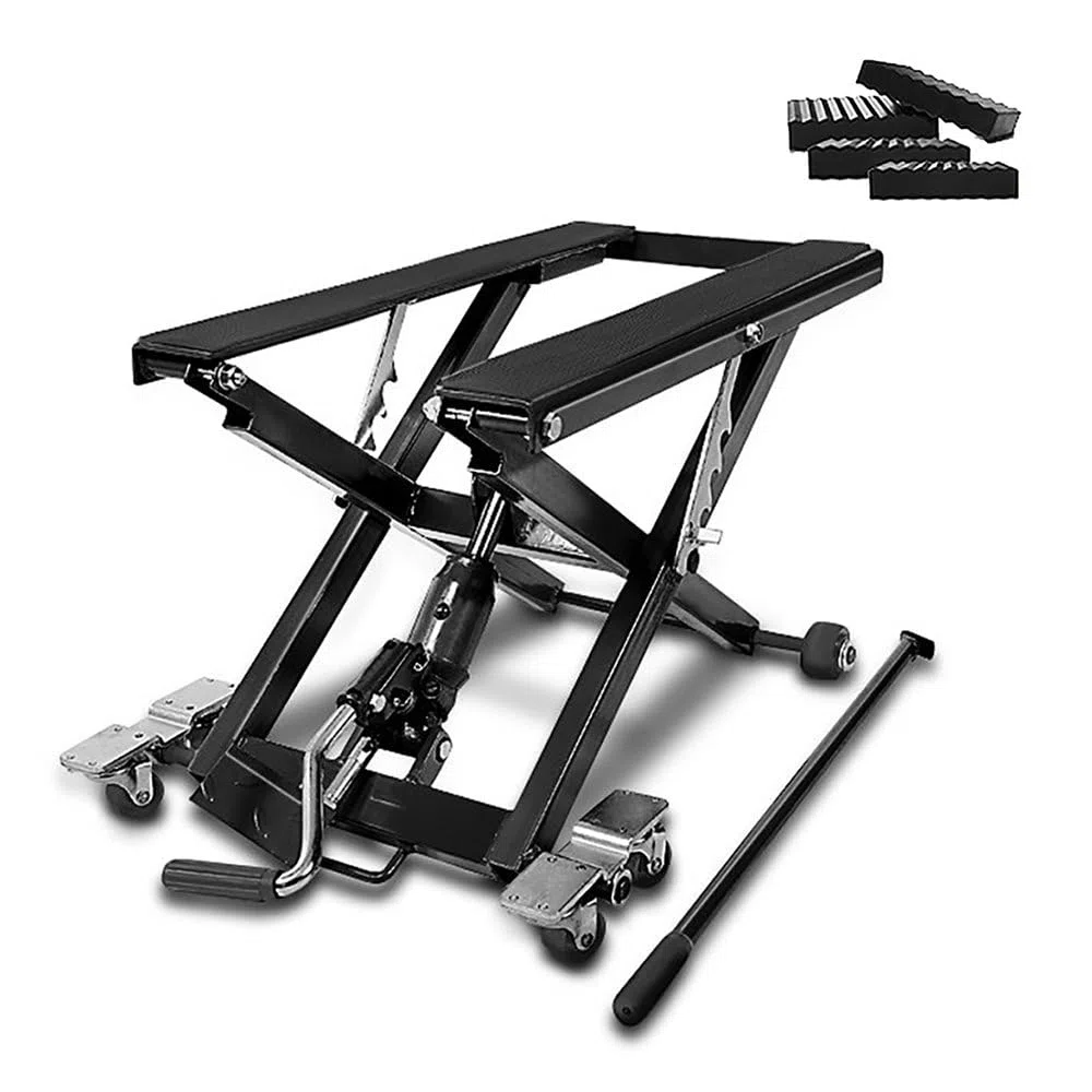 ConStands-Motorrad Hebebühne Kompatibel mit Scherenheber Hydraulisch XL inkl. Distanzstöcke 500 kg Schwarz