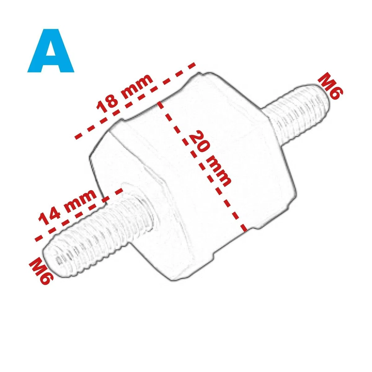 4x Gummipuffer Anti-Vibration Schwingungsdämpfer Silentblock Maschinenfüße Metall Gewinde ((A) M6 20x18mm)