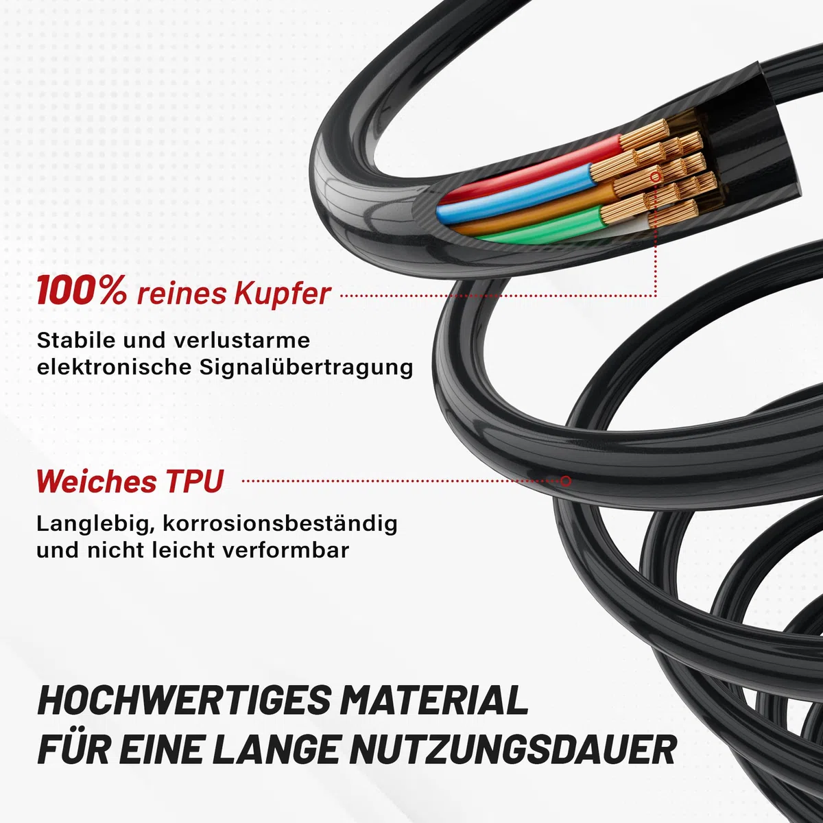 RED WOLF Anhänger Verlängerungskabel 7 Polig 2m, 7 Pol Anhängerstecker mit Spiralkabel Verlängerung 7 Poliger Stecker auf Steckdose für Kfz Anhänger Wohnwagen Wohnmobil Fahrradträger Lkw Anhängerkabel
