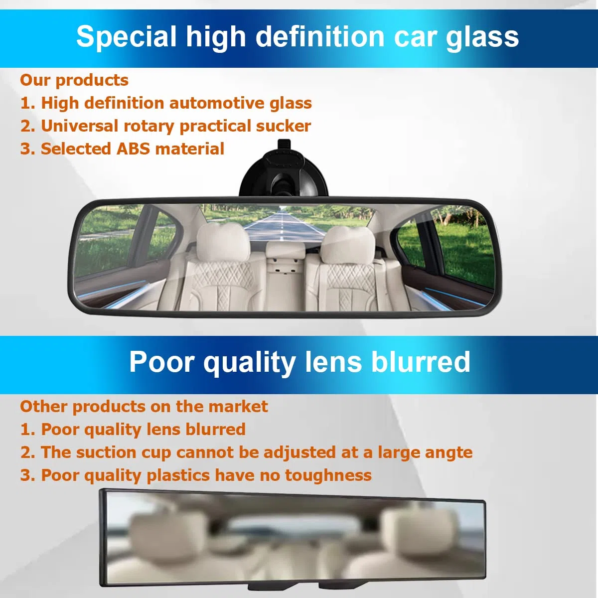 CGEAMDY Auto Rückspiegel Universal Innenspiegel mit Saugnapf, Panorama Blendschutz Auto Innen Rueckspiegel, Große Vision Weitwinkel Panorama Hohe KlarheitAuto Spiegel für, Fahrlehrer Innenspiegel