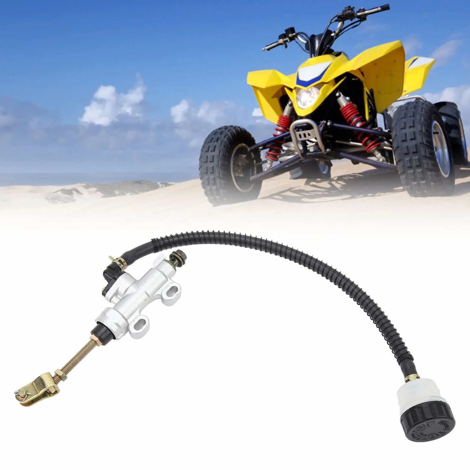 Universal-Bremshydraulikpumpe, Motorrad-Hinterradbremszylinder mit Vorratsbehälter für ATV Quad Dirt Bike
