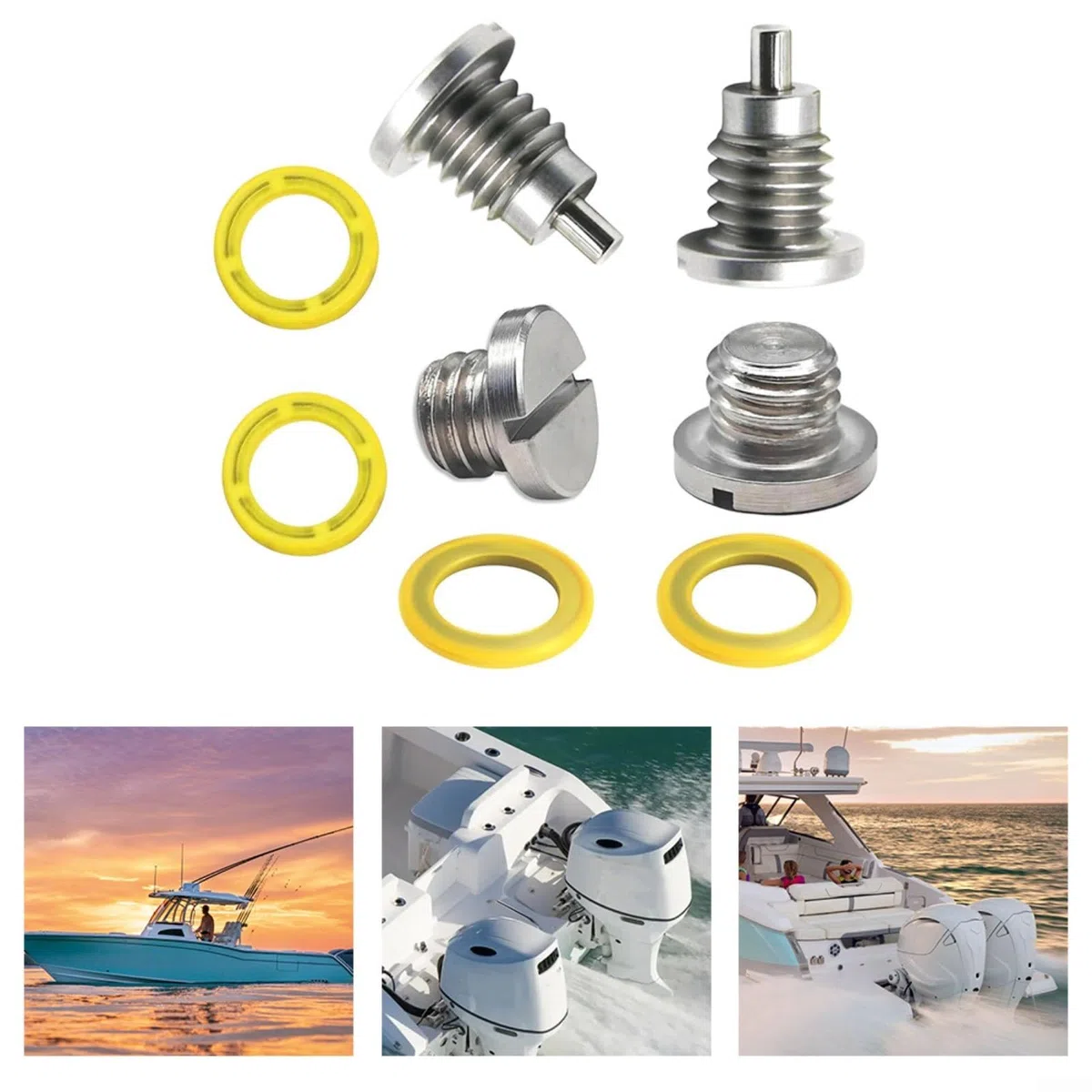 Untereinheit Getriebeöl-Ablassschraube 8M0058389 für MerCruiser für Alpha Antrieb, Edelstahl, mit Dichtungen, für 3/8-16 Schrauben, für Mercury und für Mariner Außenborder