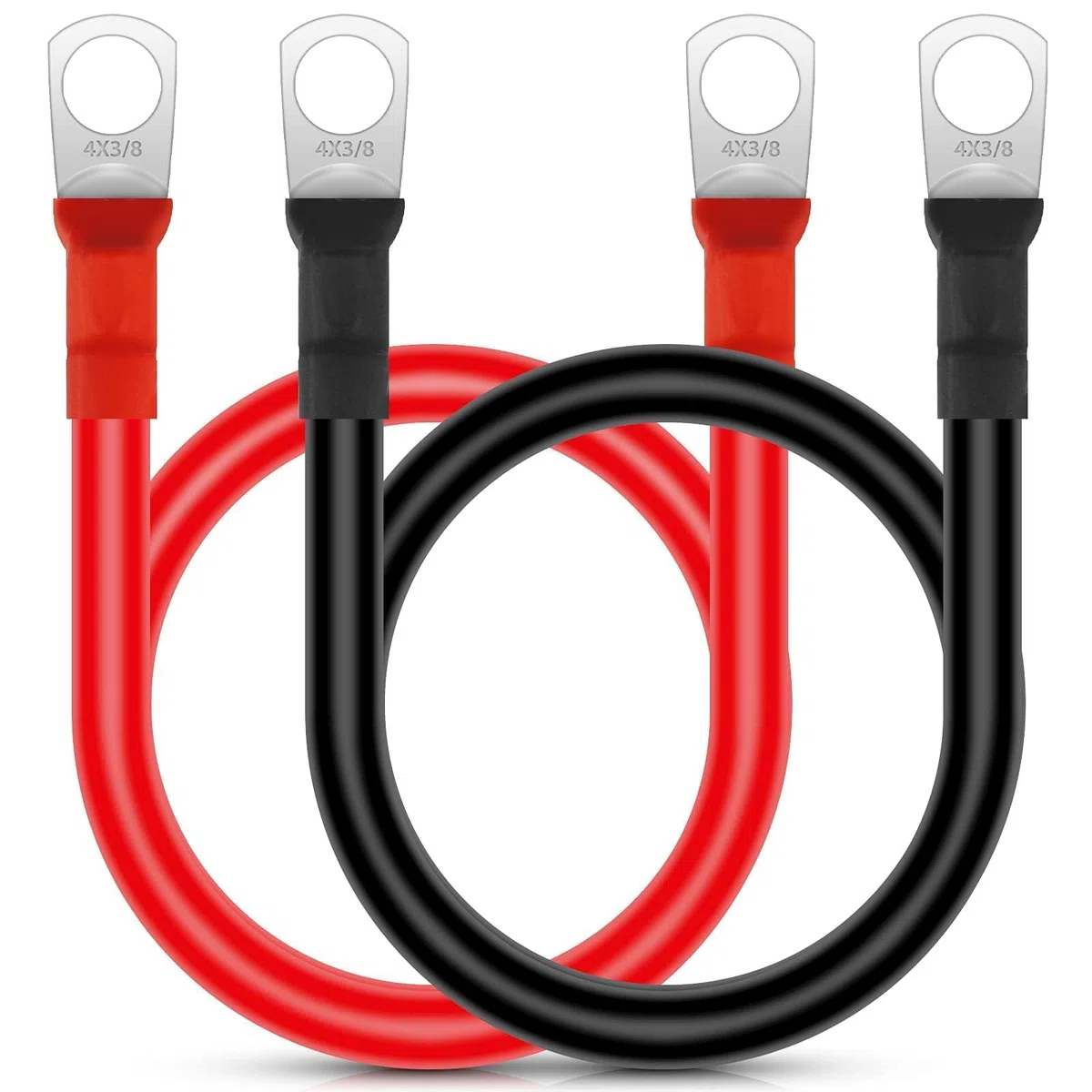 EEEKit 2Pcs 4AWG Batteriekabel 25mm², 12V 50CM Auto Batterieladekabel Autobatteriekabel mit M10 Ringkabelschuhen Kupfer Flexibler Draht für LKW, Motorrad, Solar, Wohnmobil, Marine
