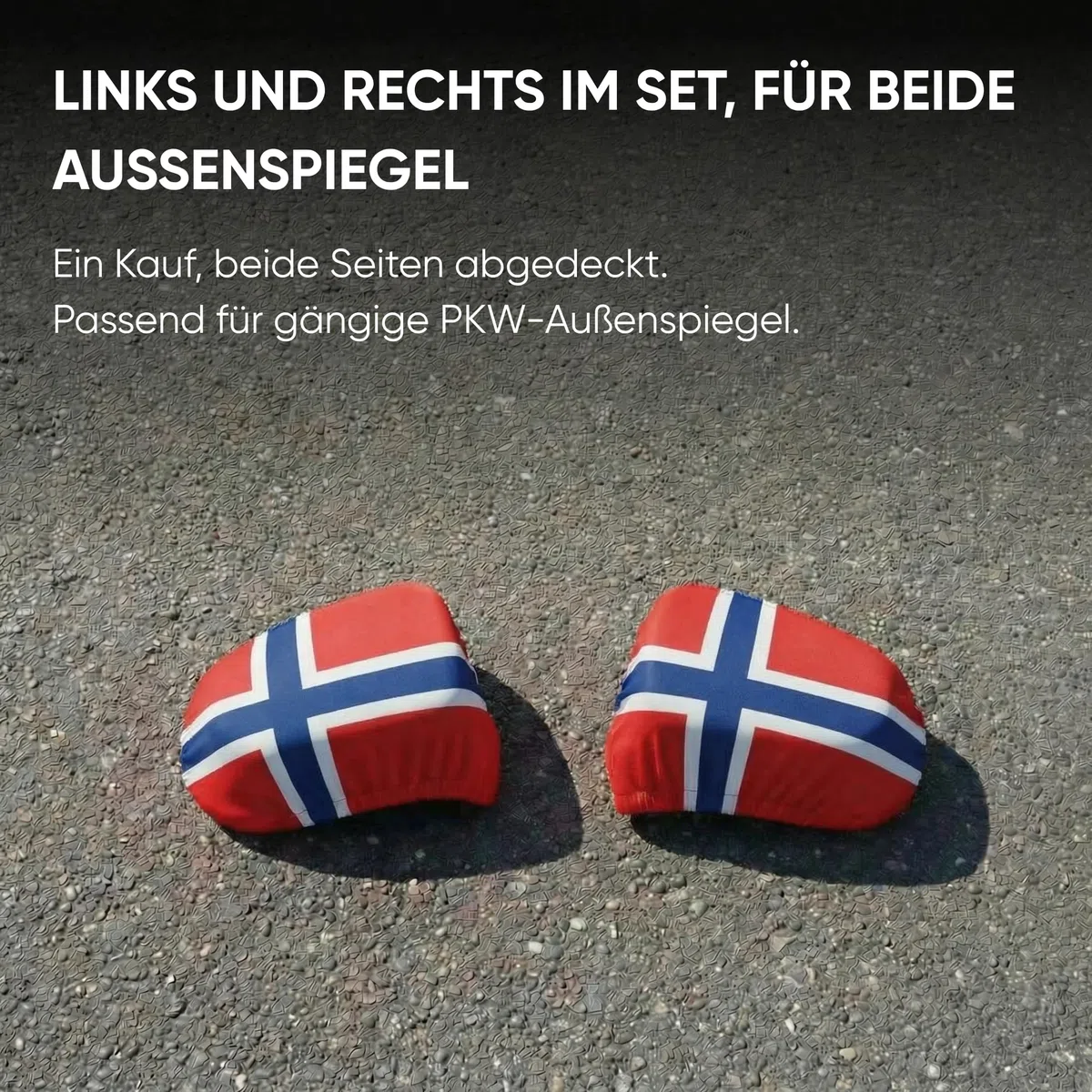 Außenspiegelfahne Norwegen für Auto - 2er Set Außenspiegel Überzieher Autoflagge, Fanartikel für Fußball EM & WM, Spiegel Deko Flagge