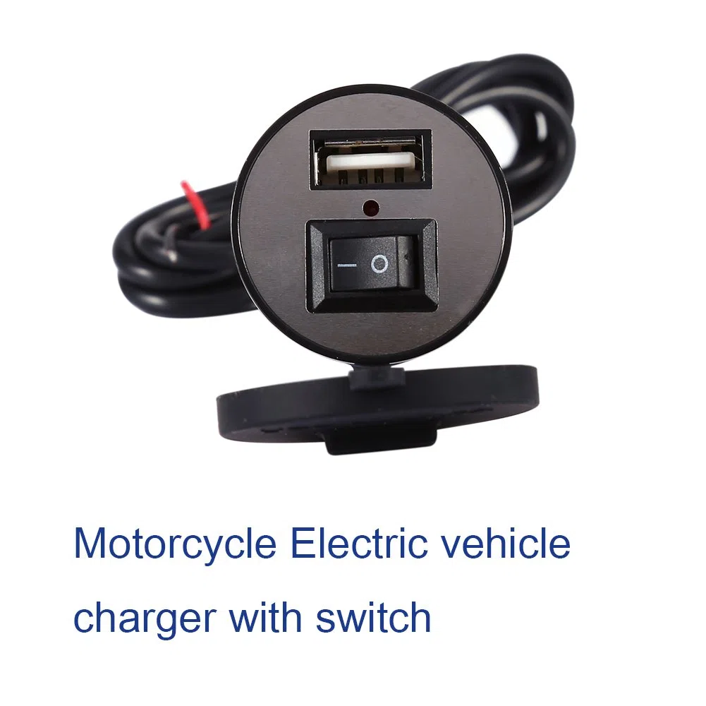 ladebuchse Motorrad + Steckdose Universal 12V bis 5V 1.5A Motorrad Elektrofahrzeug Ladegerät mit Wasserdicht Schalter für Motorrad Smartphone GPS USB Ladegerät Netzteil Sockel Ersatz Zubehörteil
