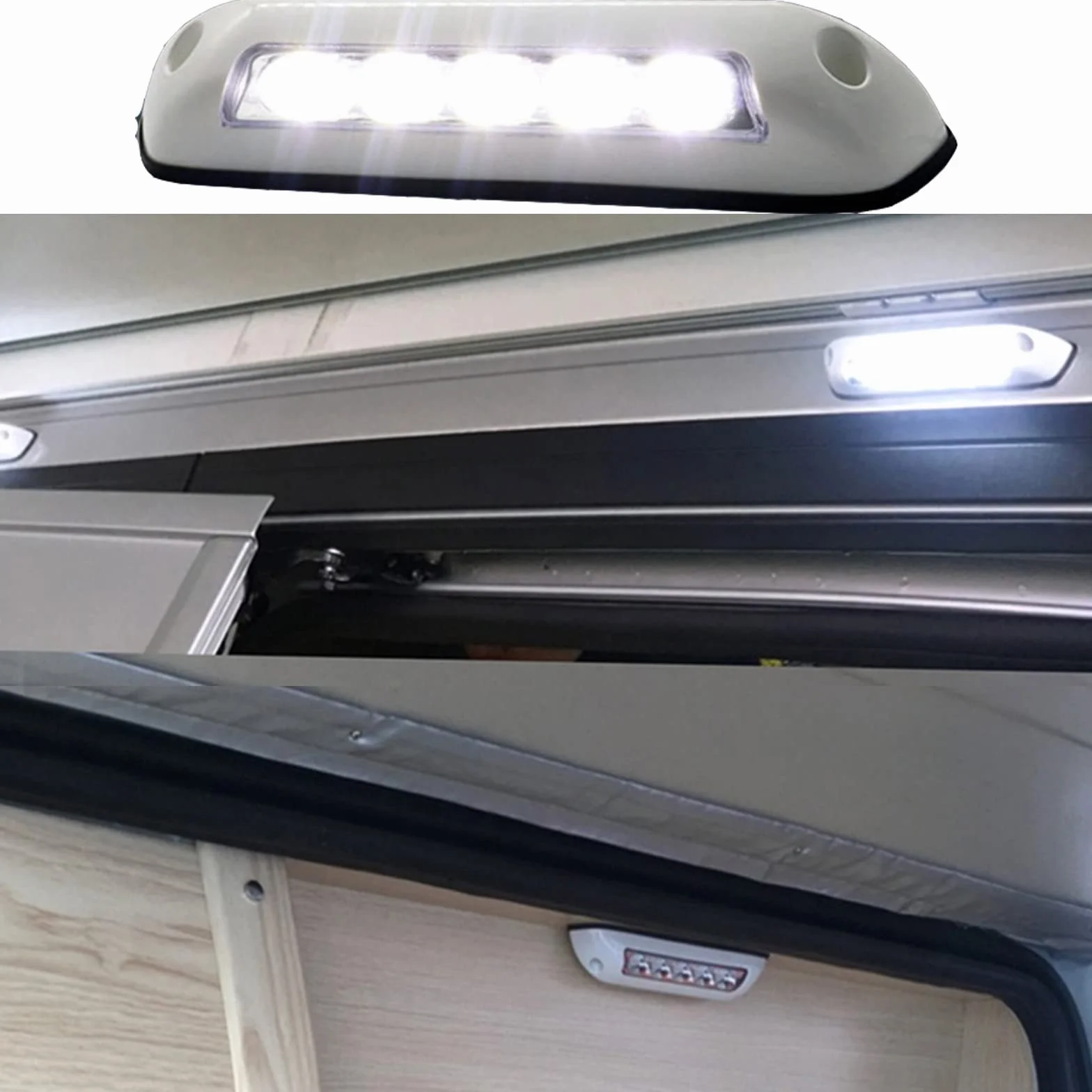 12V led lampen wohnmobil, Markise Lichter Bar Veranda Lampe, Kein Stanzen wasserdichte Wohnmobil-Wohnwagen-Innenwandlampen, für RV Van Camper Bus (Weiß)