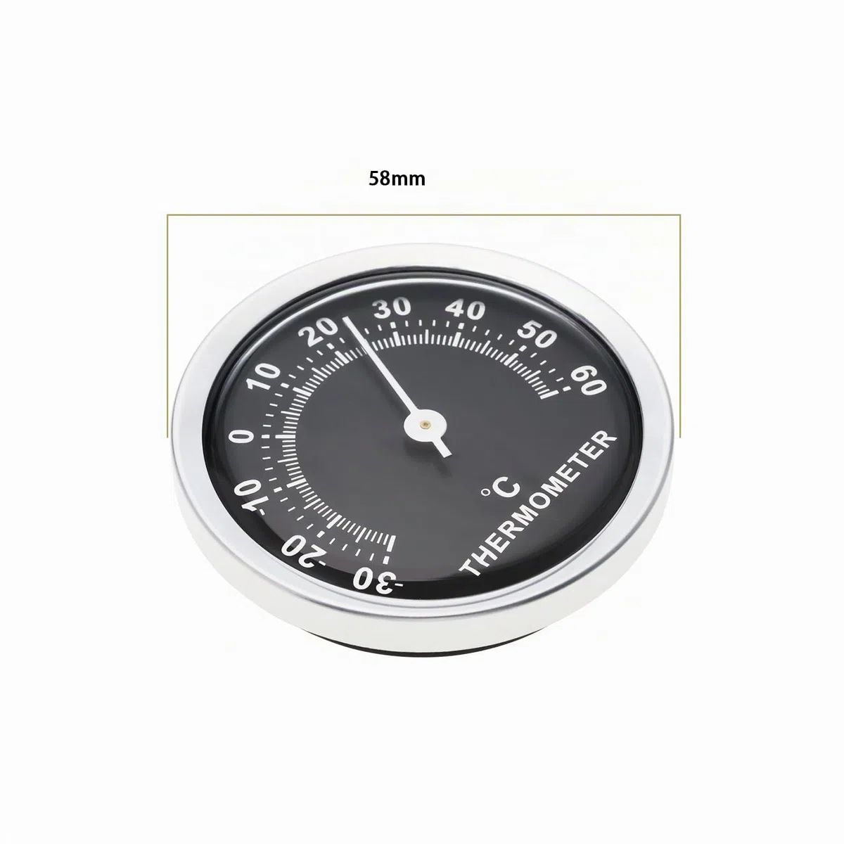 2 Stück Mini Auto Thermometer Rund 58mm Temperaturmesser Analog Mechanische Temperaturmesser für Auto Haus Büro Werkstatt Schwarz