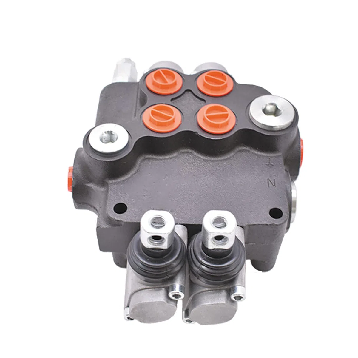 Hydraulisches, doppeltwirkendes Richtungs-Monoblock-Steuerventil für Traktorlader mit Joystick, 2 Spulen, 21 gpm, SAE-Anschlüsse, 3600 psi