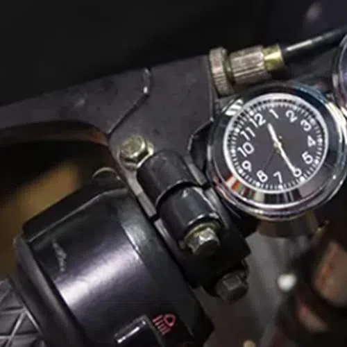 Akozon Motorrad-Lenkeruhr, Verchromt, wasserdichte Aluminiumlegierung, Halterung für Motorrad
