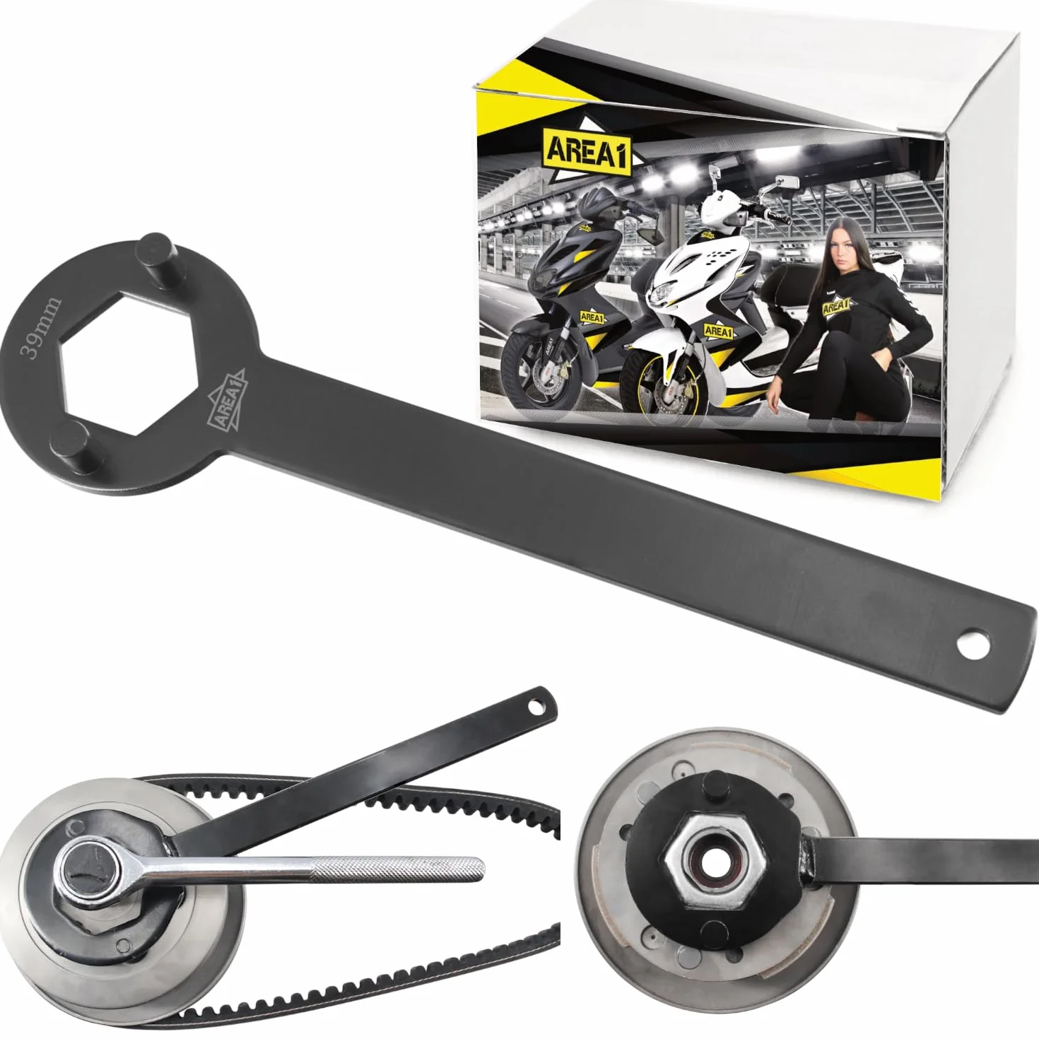 Area1 Kupplungsschlüssel 39mm Haltewerkzeug für 50ccm 4Takt. Kompatibel mit Peugeot Speedight 3, Speedfight 4, New Vivacity