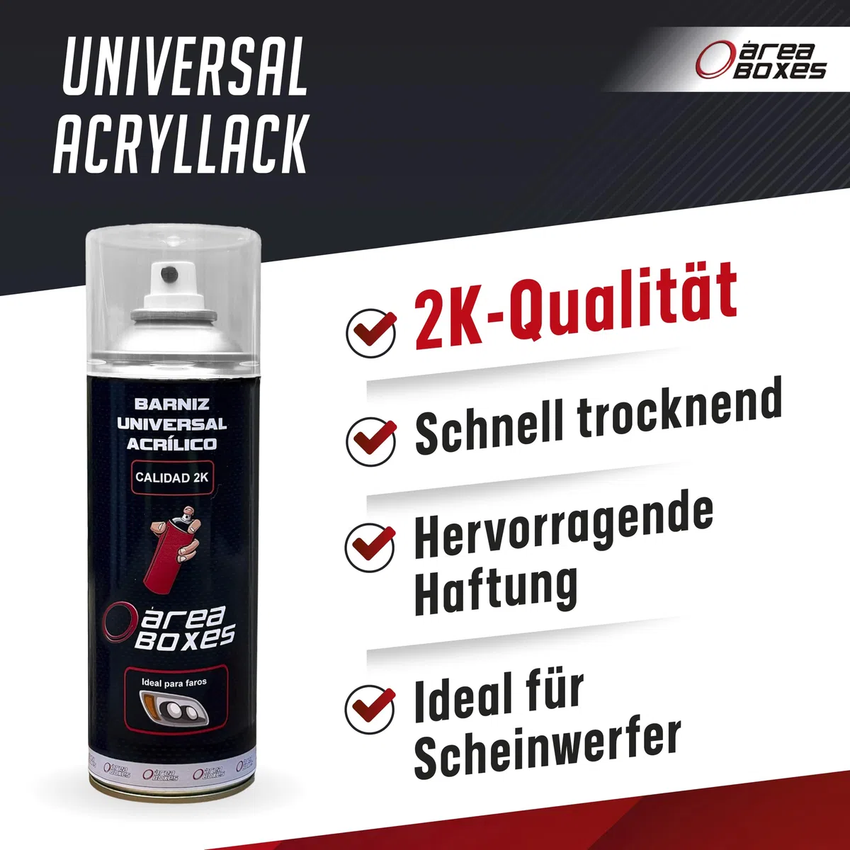 2K Acryl Klarlack für Autoscheinwerfer & alle Oberflächen - [Polycarbonat-Haftung] UV-beständiger Hochglanz-2K Lack für Auto, Holz, Metall, mehr (1, BRILLANTE)