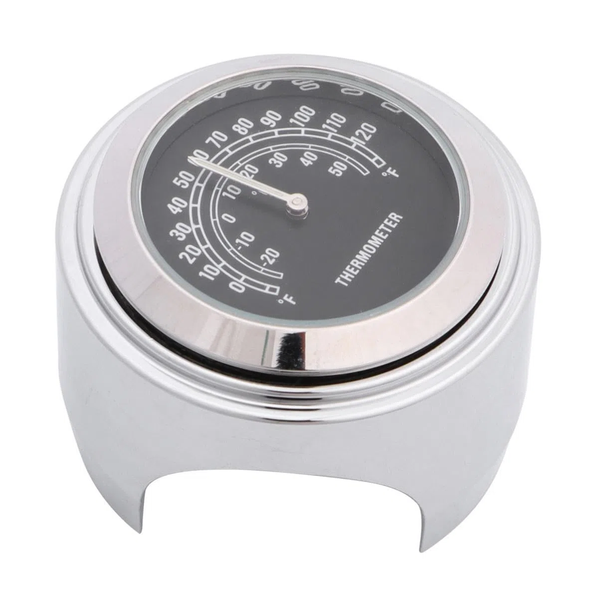 Universelles Motorradlenkerthermometer 22-25mm aus Aluminium mit Celsius und Fahrenheitanzeige Silberne Temperaturanzeige für Motorrad und Motorroller ohne Bohren