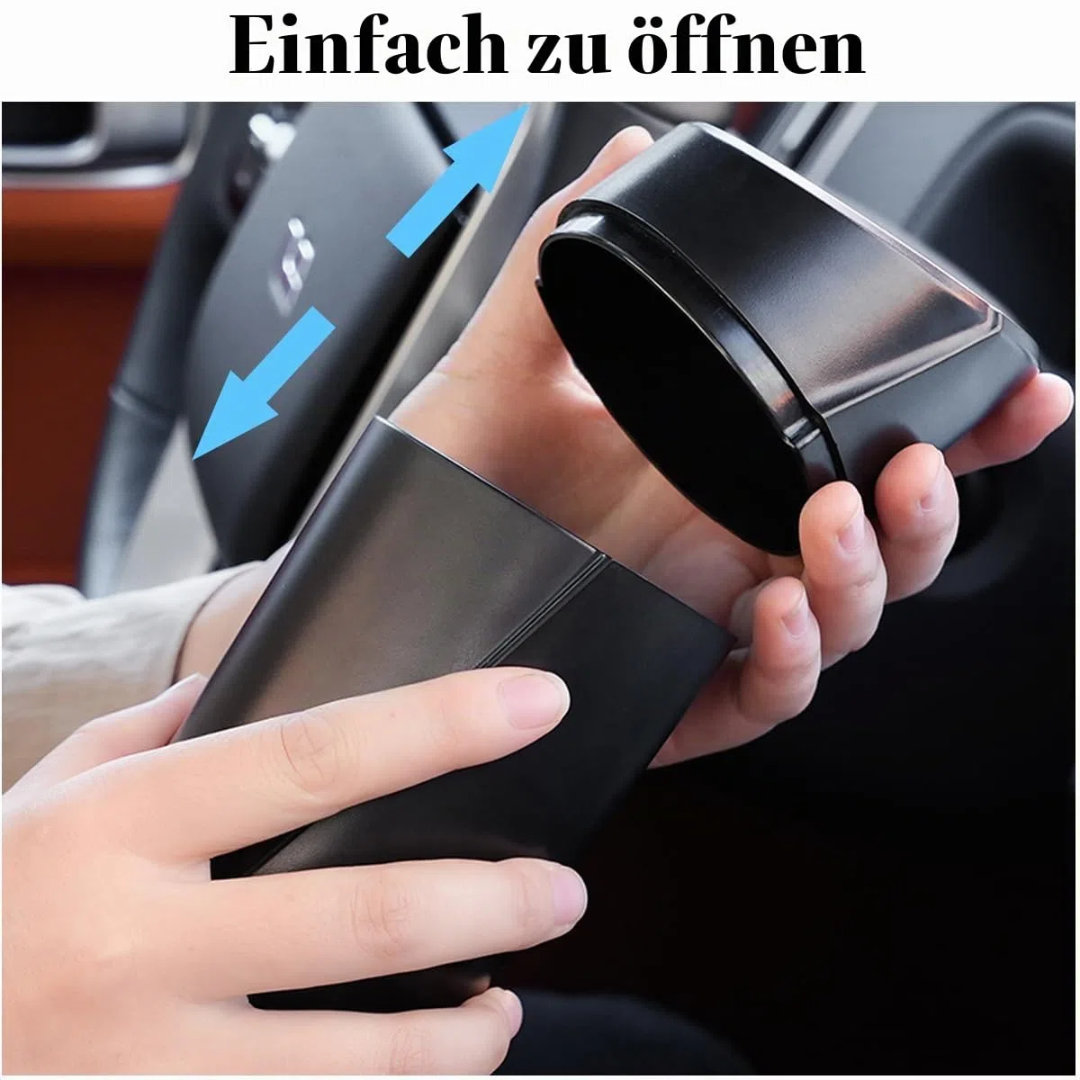 Auto Mülleimer mit Deckel – 2 Packungen Automülleimer Getränkehalter – Schwarzer Mini Mülleimer für Auto mit 40 Müllbeuteln - Auto Organizer und Aufbewahrung für Vordersitz Zubehör