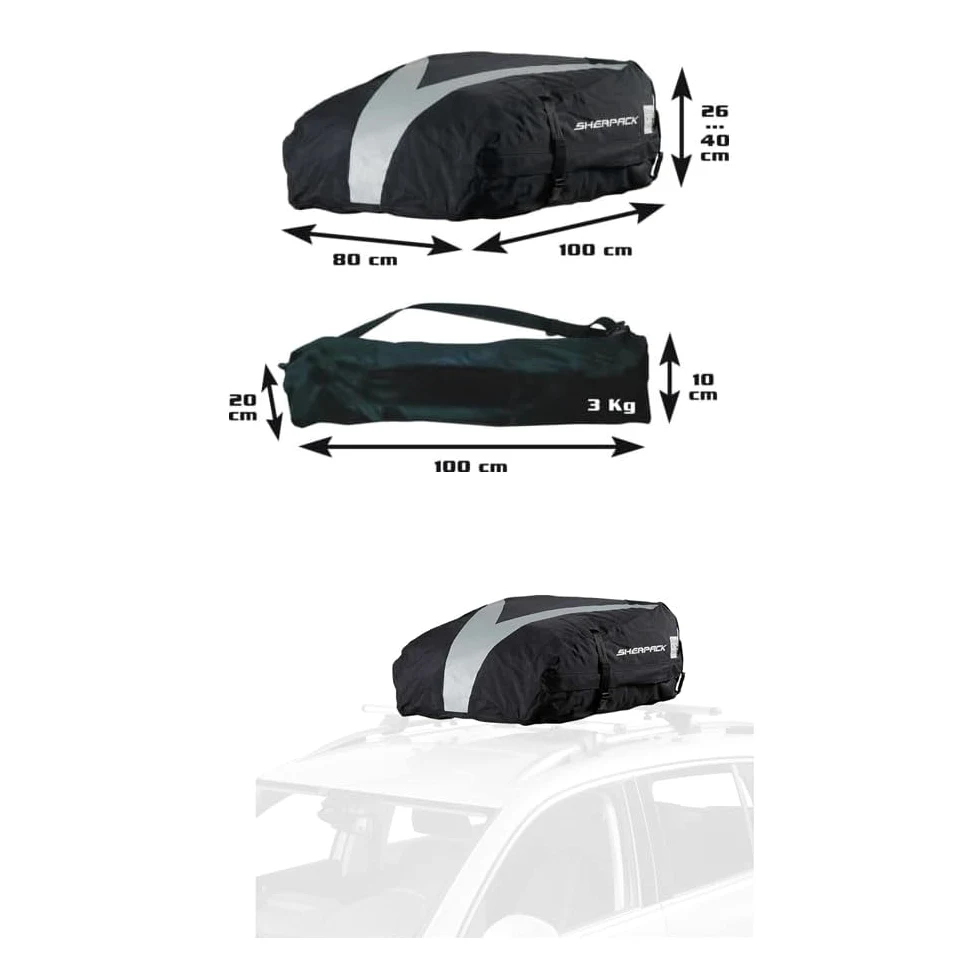 Dachbox für Dachträger, 270 Liter, für Autos, kompatibel mit Dachbox, wasserdicht, strapazierfähig, Boden aus Metall, Länge 100 x Breite 80 x Höhe 26-40 cm