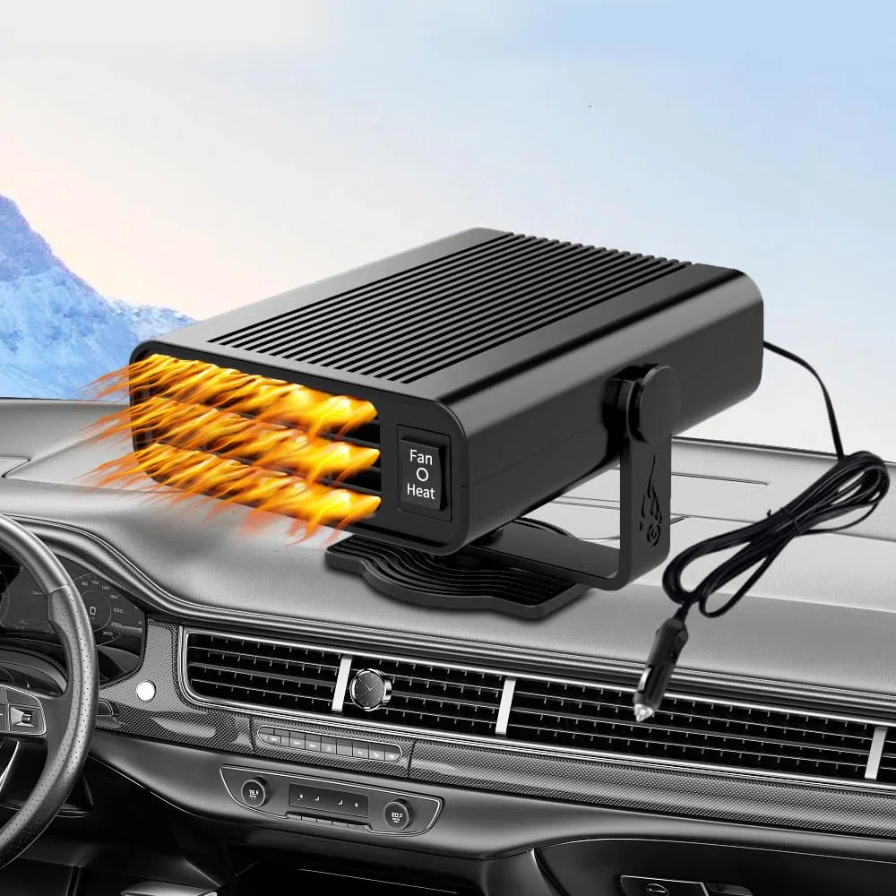 Auto Heizung 12V, Tragbare Autoheizung mit Einer 360 Grad justierbaren rotierenden Basis 2 in 1 kalt und heiß verfügbar, Auto-Heizung Wärmer, Heizung Auto 12V 150W Heizlüfter Auto