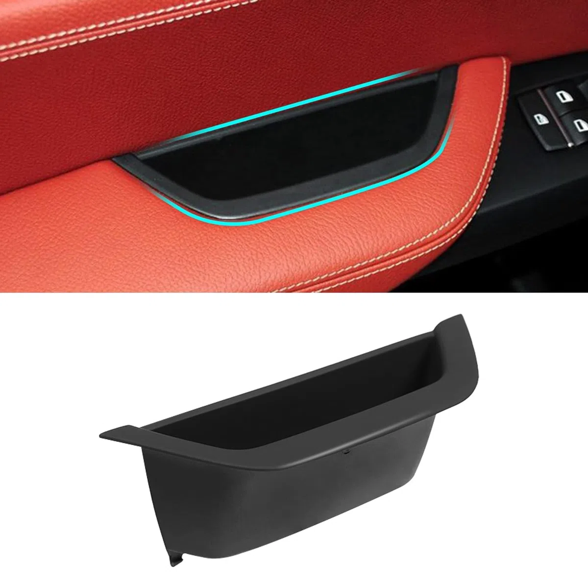 TTCR-II Kompatibel mit Türgriff BMW X3 F25 2010-2016, X4 F26 2014-2017, Türgriff Innen Links, Aufbewahrungsbox für Autotürgriffe F25 F26 Linke Vordertür Griffverkleidung, X3 X4 Griff Innentür Schwarz