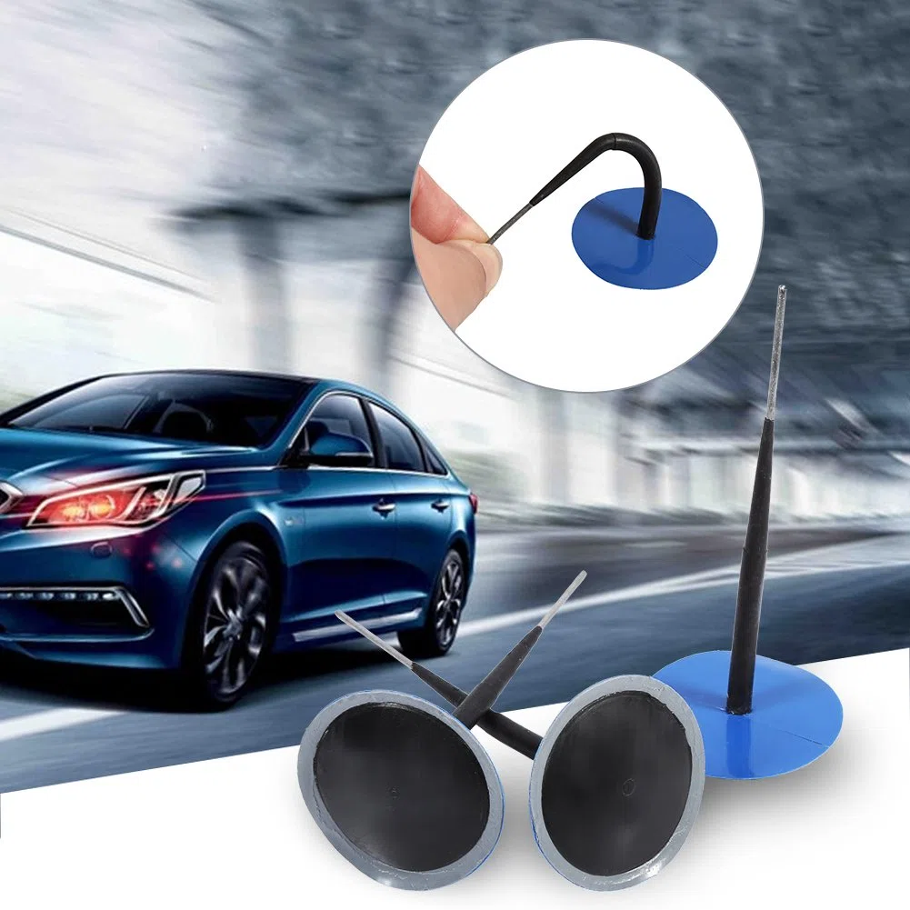 Reifenreparaturset, Reifen Plug Patch Gum Tyre Repair Set Reifen Flicken Kleber Reifenreparatur Pilz Pilzförmige Nadelstecker zur pilz Gummi Reparatur Reifen für Auto/Motorrad/Fahrrad 24 Stück, 5mm