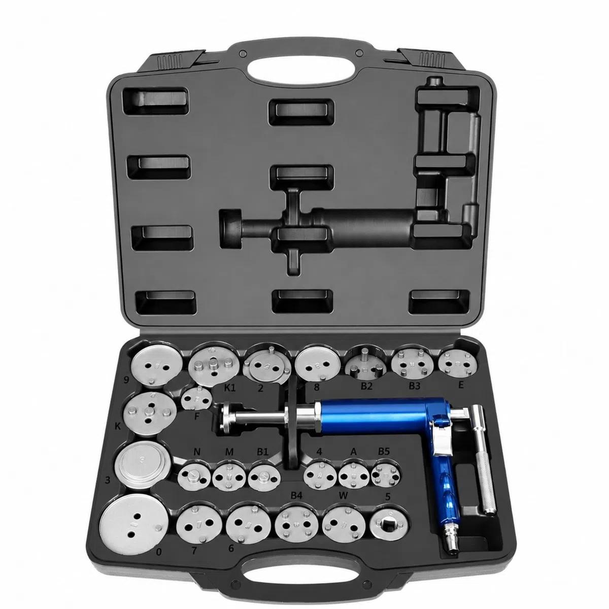 23 Stück pneumatisch Bremssattel-Vstellwkzeugsatz professionell Bremskolbenrückstell mit Adaptplatten vielseitig für Heimwk