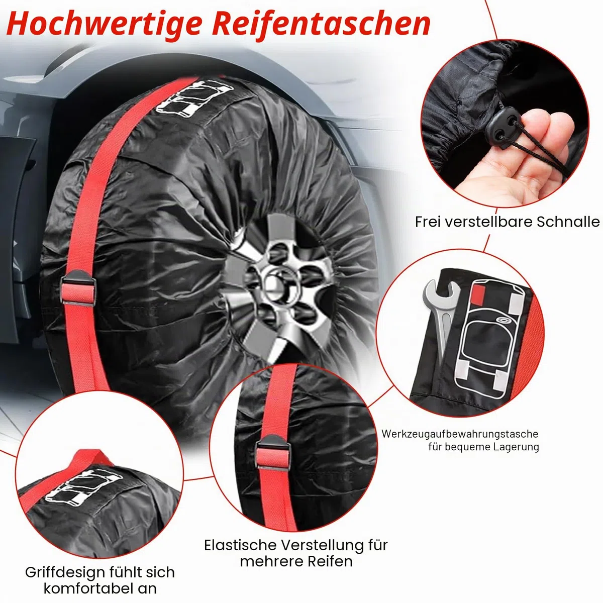 4 Stück Reifentüten Set Reifentaschen für 19/20/21/22/23 Zoll Reifensäcke Reifenschutzhülle für Reifen Aufbewahrung Transport und Lagerung Reifenschutzhülle Wasserdichte Schutzhülle Reifen Tüten