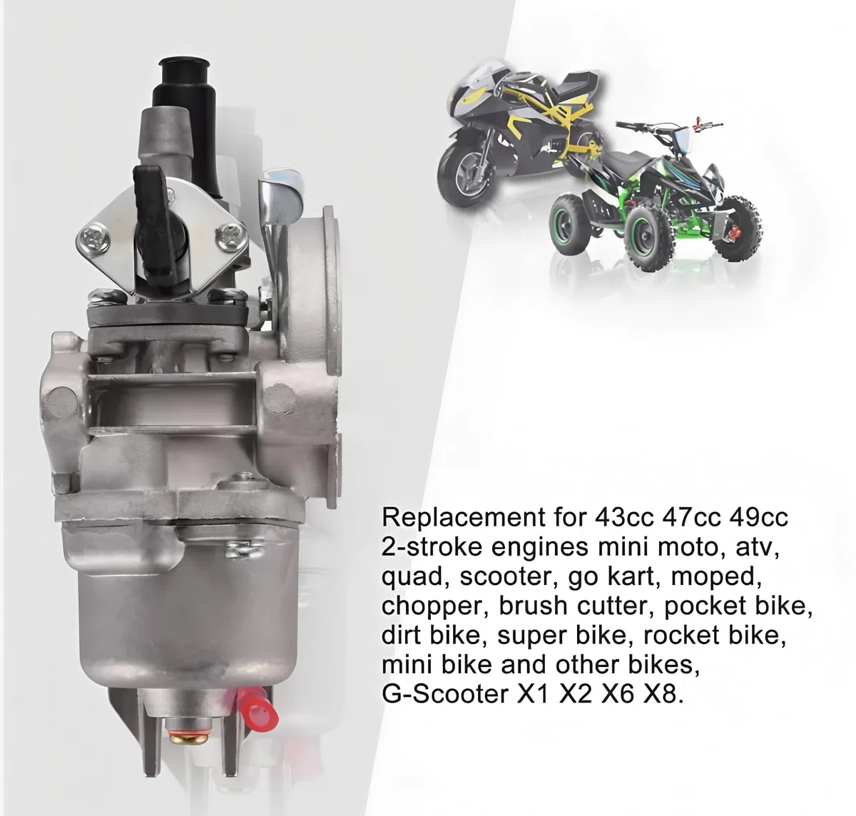 Vergaser mit Luftfilter Benzinfilter Schlauch Satz für 2-Takt 47cc 49cc Pocket Bike Motor Mini Quad ATV Dirt Bike