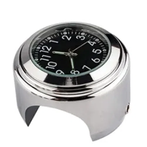 Akozon Motorrad-Lenkeruhr, Verchromt, wasserdichte Aluminiumlegierung, Halterung für Motorrad