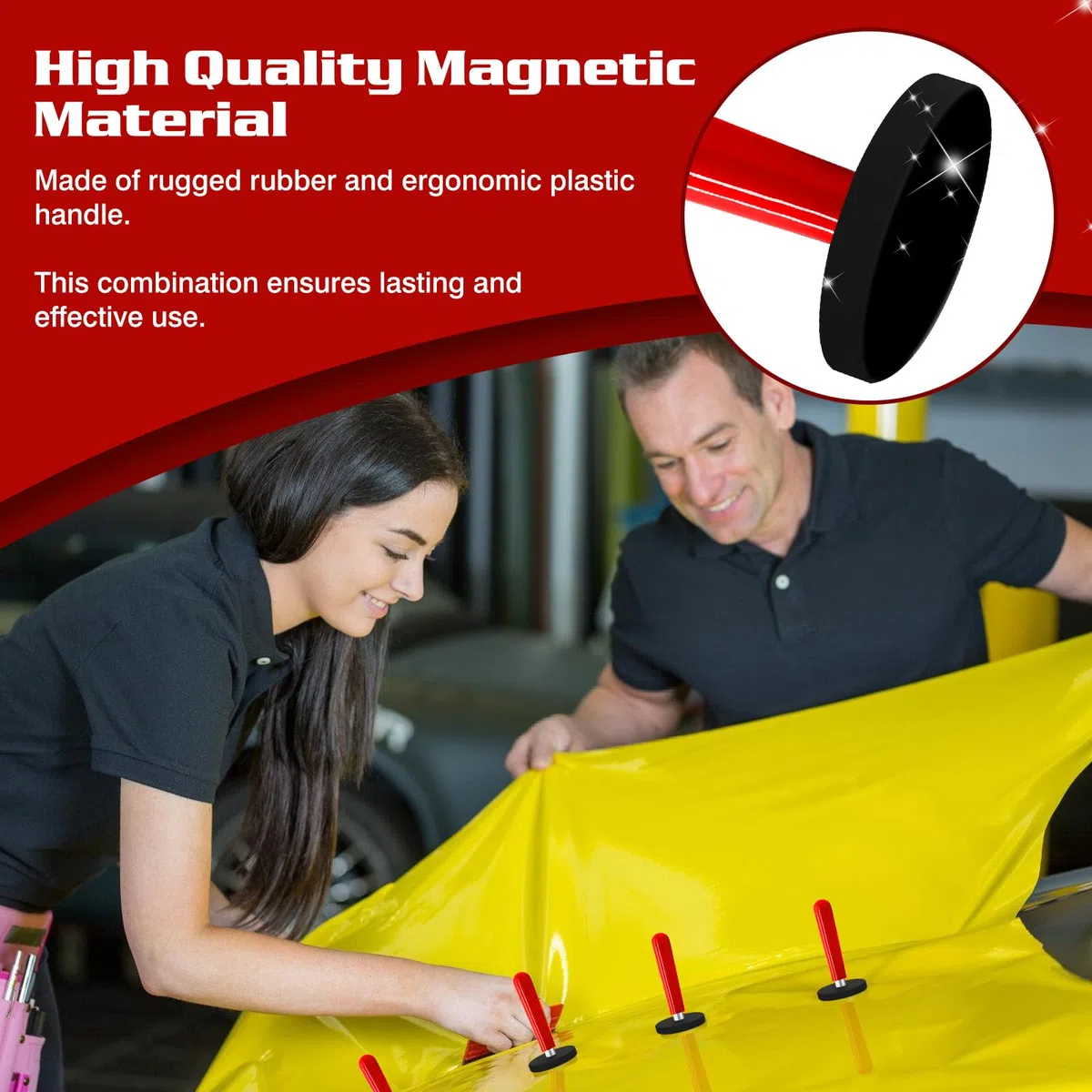 8 Stück Auto Montagemagnet: Verpackungs Gripper Magnethalter, Montagemagnette Magnet, Folierungs Werkzeug für Folieren Folie, Car Wrapping, Auto Folie DIY, Auto Folie Wrap, (Rot)