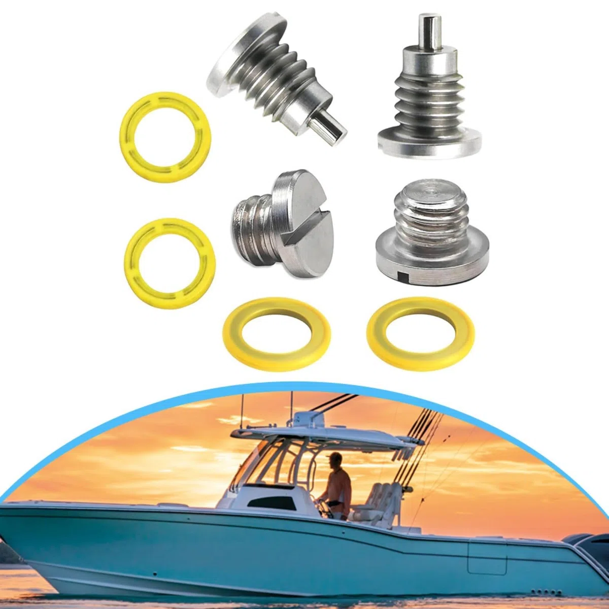 Untereinheit Getriebeöl-Ablassschraube 8M0058389 für MerCruiser für Alpha Antrieb, Edelstahl, mit Dichtungen, für 3/8-16 Schrauben, für Mercury und für Mariner Außenborder