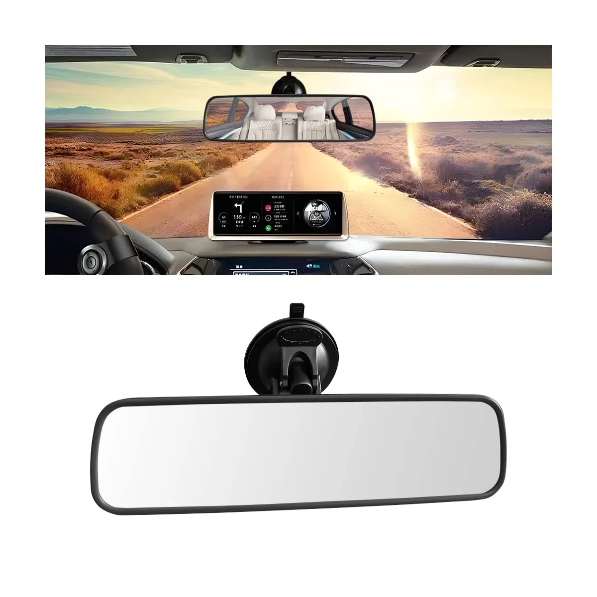 CGEAMDY Auto Rückspiegel Universal Innenspiegel mit Saugnapf, Panorama Blendschutz Auto Innen Rueckspiegel, Große Vision Weitwinkel Panorama Hohe KlarheitAuto Spiegel für, Fahrlehrer Innenspiegel