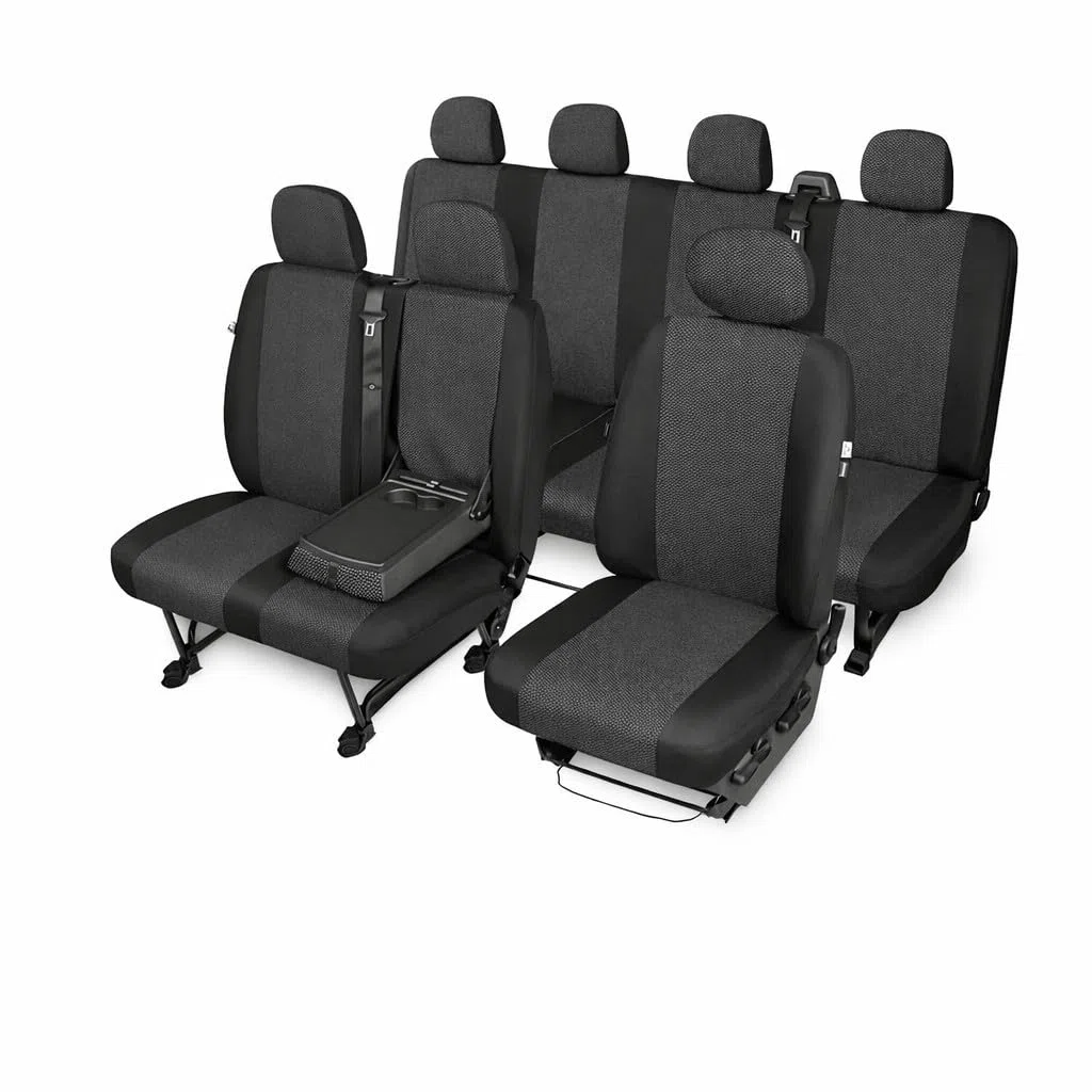 1+2+4 mit Tisch 7-Sitzer Schwarz Set Komplettset Sitzbezüge Wohnmobil Autositzbezüge Transporter Sitzbezug Schonbezug Schonbezüge Autoschonbezug Sitzauflagen Sitzschutz Auto Ares