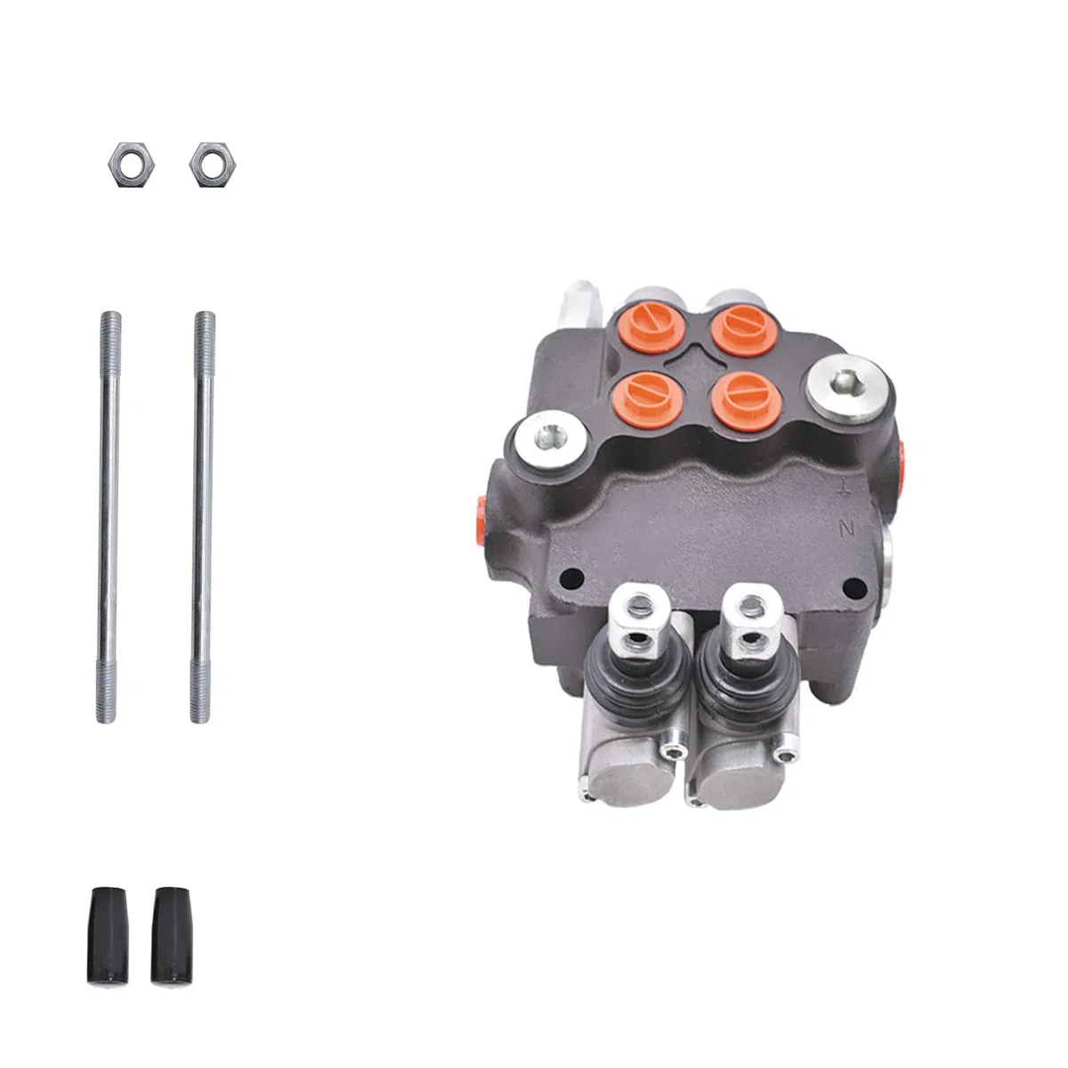 Hydraulisches, doppeltwirkendes Richtungs-Monoblock-Steuerventil für Traktorlader mit Joystick, 2 Spulen, 21 gpm, SAE-Anschlüsse, 3600 psi