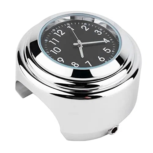 Akozon Motorrad-Lenkeruhr, Verchromt, wasserdichte Aluminiumlegierung, Halterung für Motorrad
