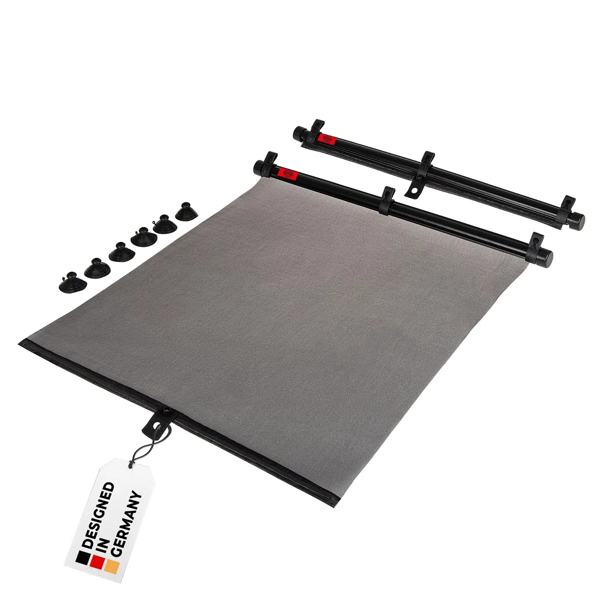 HEYNER® Sonnenrollo Set Auto 52 x 55 cm mit Saugnäpfen, Klett und Klemmen