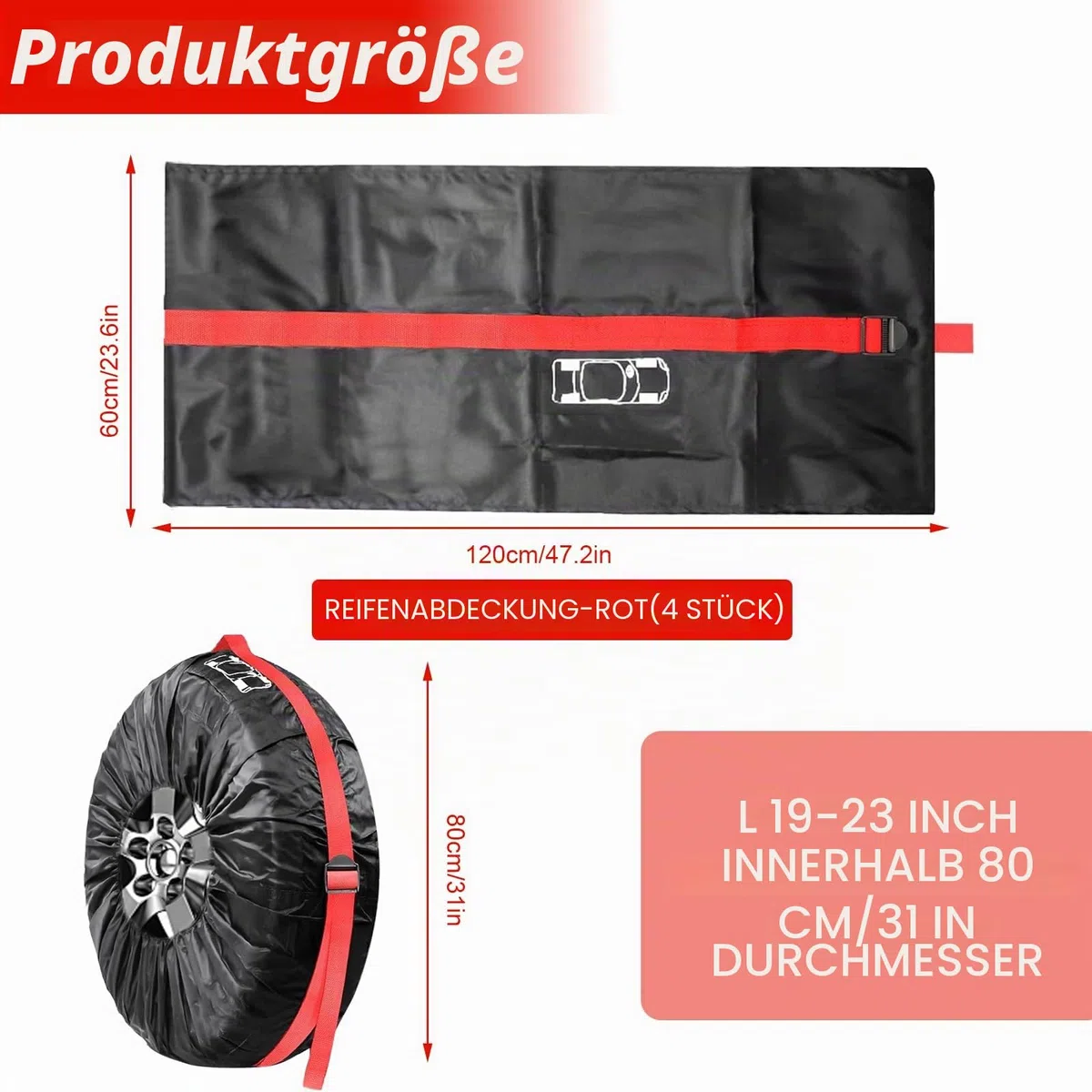4 Stück Reifentüten Set Reifentaschen für 19/20/21/22/23 Zoll Reifensäcke Reifenschutzhülle für Reifen Aufbewahrung Transport und Lagerung Reifenschutzhülle Wasserdichte Schutzhülle Reifen Tüten