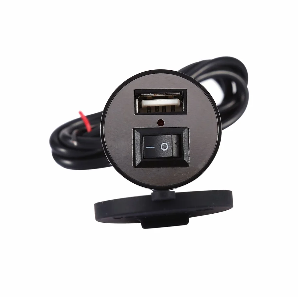 ladebuchse Motorrad + Steckdose Universal 12V bis 5V 1.5A Motorrad Elektrofahrzeug Ladegerät mit Wasserdicht Schalter für Motorrad Smartphone GPS USB Ladegerät Netzteil Sockel Ersatz Zubehörteil