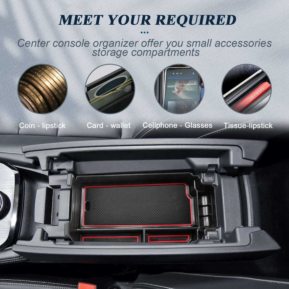 BIBIBO Aufbewahrungsbox Kompatibel mit Nissan X-Trail T33 2022-2025, Mittelkonsole Organizer mit Rutschfestermatte, Handschuhfach, Auto Armlehnenablage Zubehör