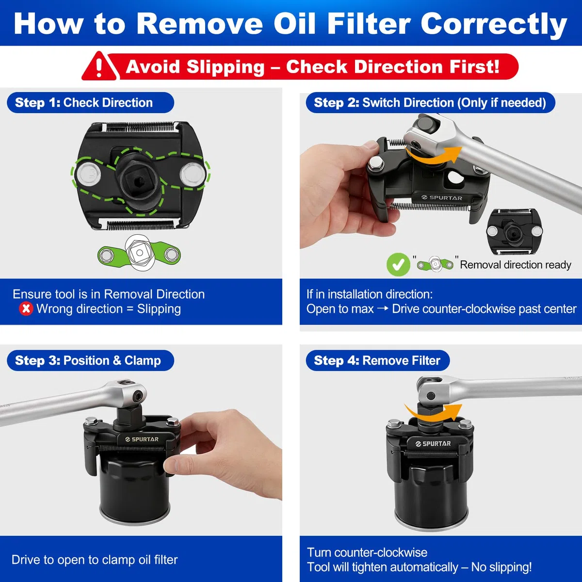 Spurtar Ölfilterschlüssel 60-80mm Ölfilter Schlüssel Universal Auto Federbelastet Verstellbar Ölfilter Werkzeug für Ölwechsel an Auto Motorrad Lkw Boat