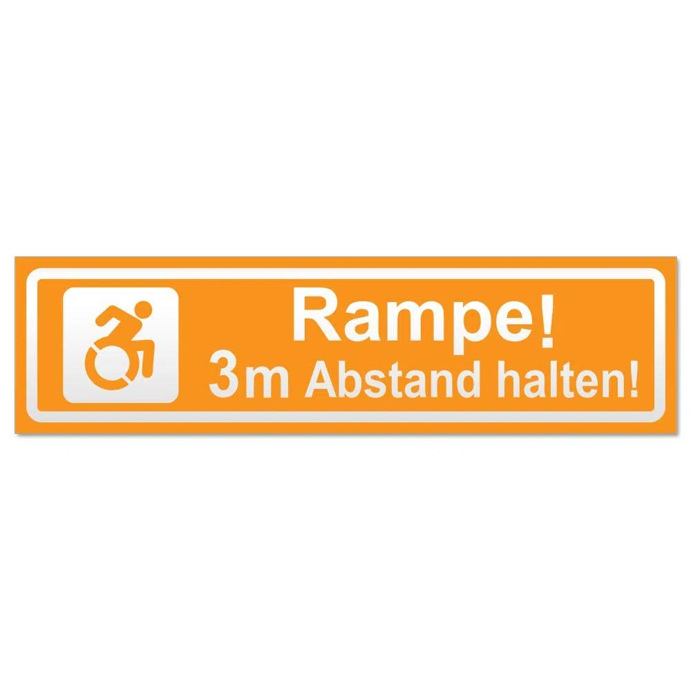 Kiwistar Magnetschild Rampe Motiv 3m Abstand invertiert - 30cm Orange - magnetisch für Auto PKW Kfz - wiederverwendbares Hinweisschild aus Magnetfolie - für Fahrzeug, Truck