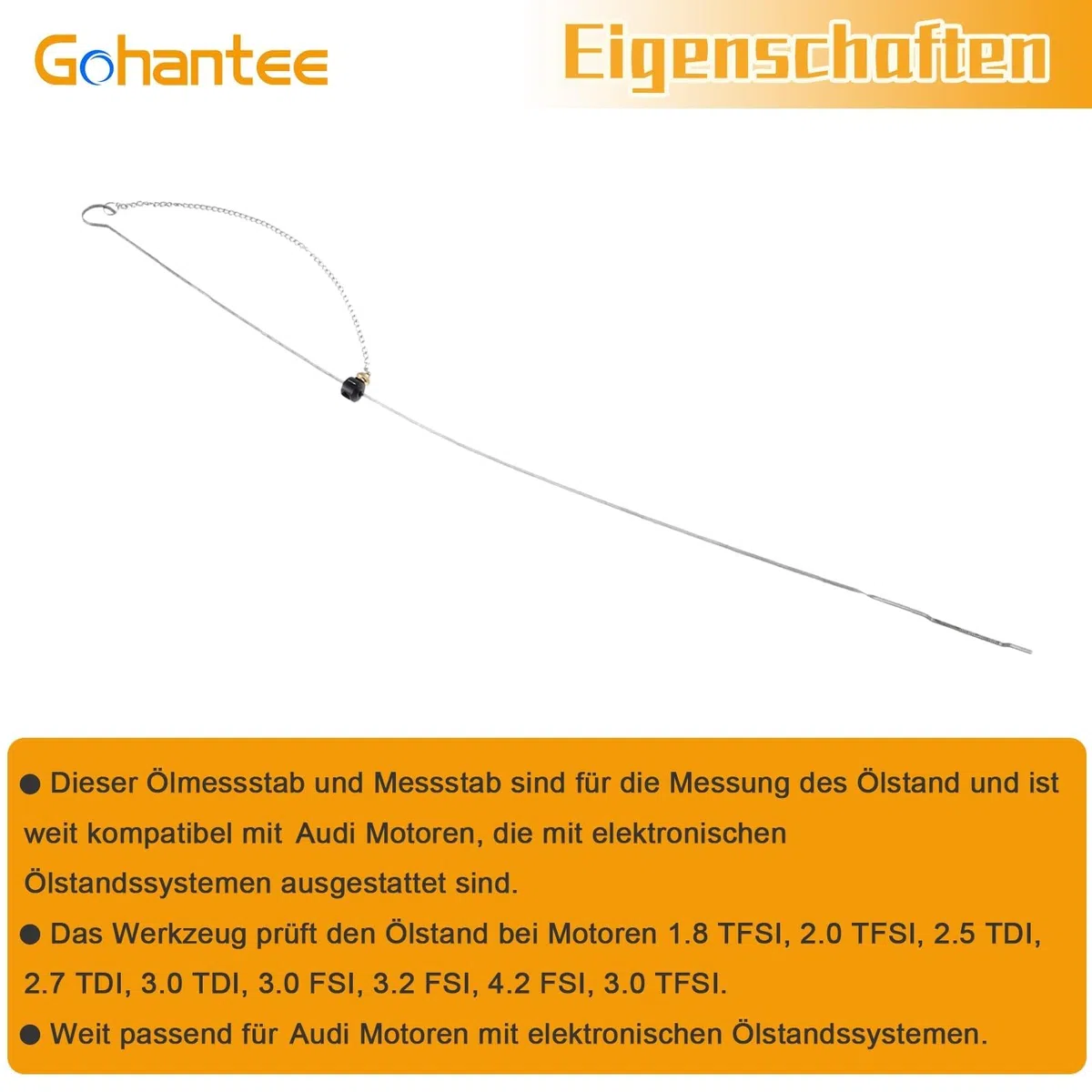 gohantee Öl Messstab Motor Einstellbarer Ölstand Messstab Motor T40178 Gauge Werkzeug weit kompatibel mit Audi A6 A5 A4, 2,0 l, 3,2 l, 4,2 l