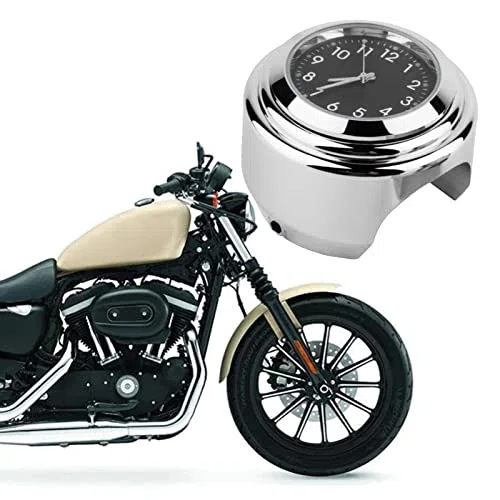 Akozon Motorrad-Lenkeruhr, Verchromt, wasserdichte Aluminiumlegierung, Halterung für Motorrad