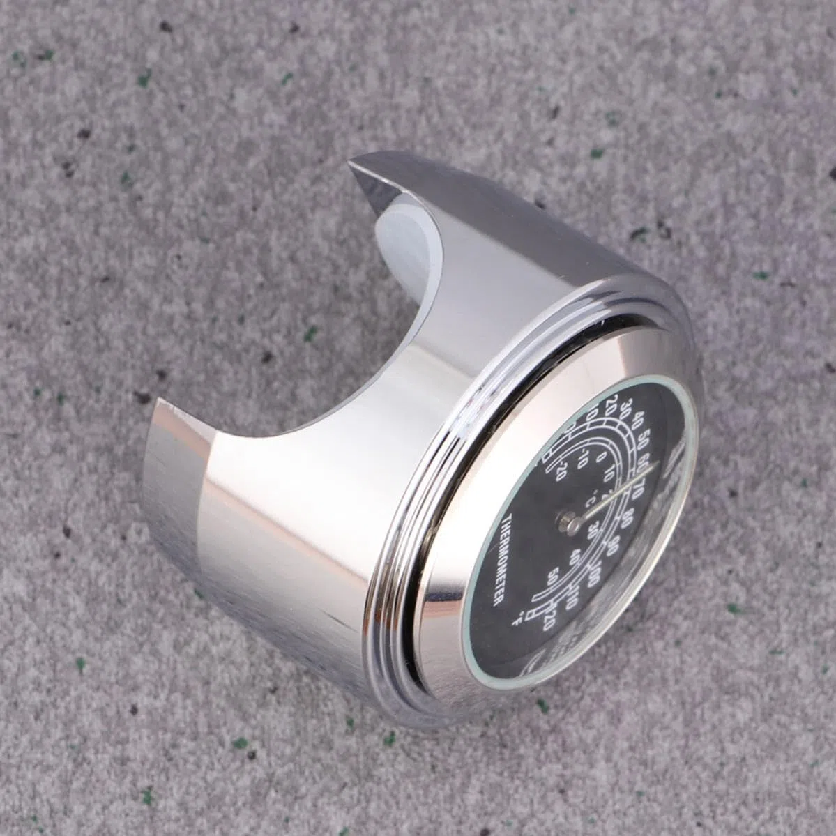 Universelles Motorradlenkerthermometer 22-25mm aus Aluminium mit Celsius und Fahrenheitanzeige Silberne Temperaturanzeige für Motorrad und Motorroller ohne Bohren