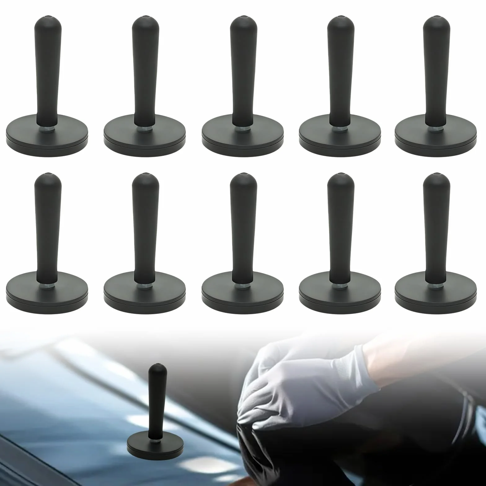 10 Stück Auto Montagemagnet: Durchmesser 43 mm Montagemagnet Car Wrapping mit Kunststoffgriff, Vinyl Wrap Gripper für Folieren Folie, Car Wrapping, Auto Folie DIY, Auto Folie Wrap, Schwarz