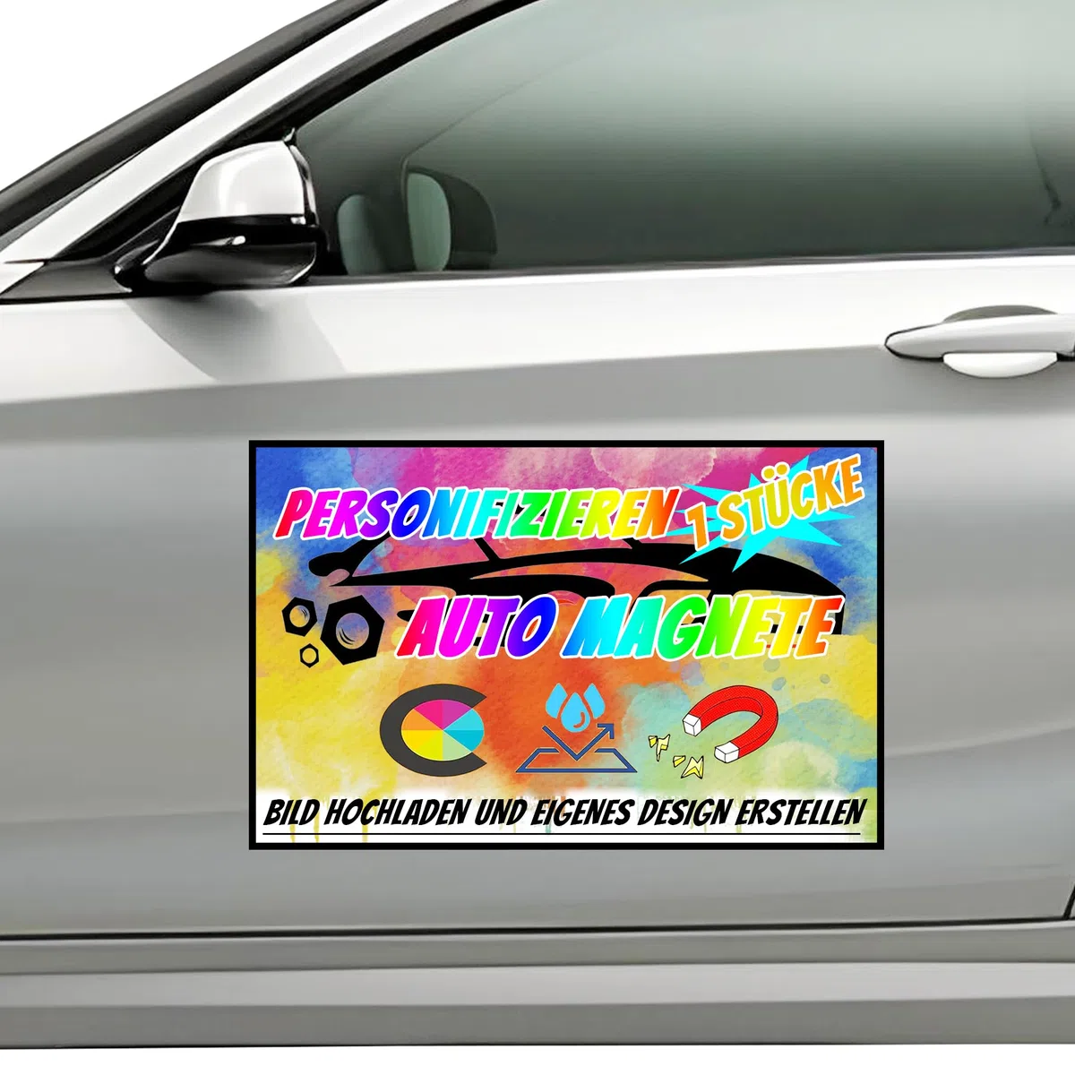 Auto Magnetschilder Personalisierte, Magnetische Autoschilder, Autoemblem mit Wunschtext und Logo, Fahranfänger Magnetschild, Autoaufkleber selbst gestalten.