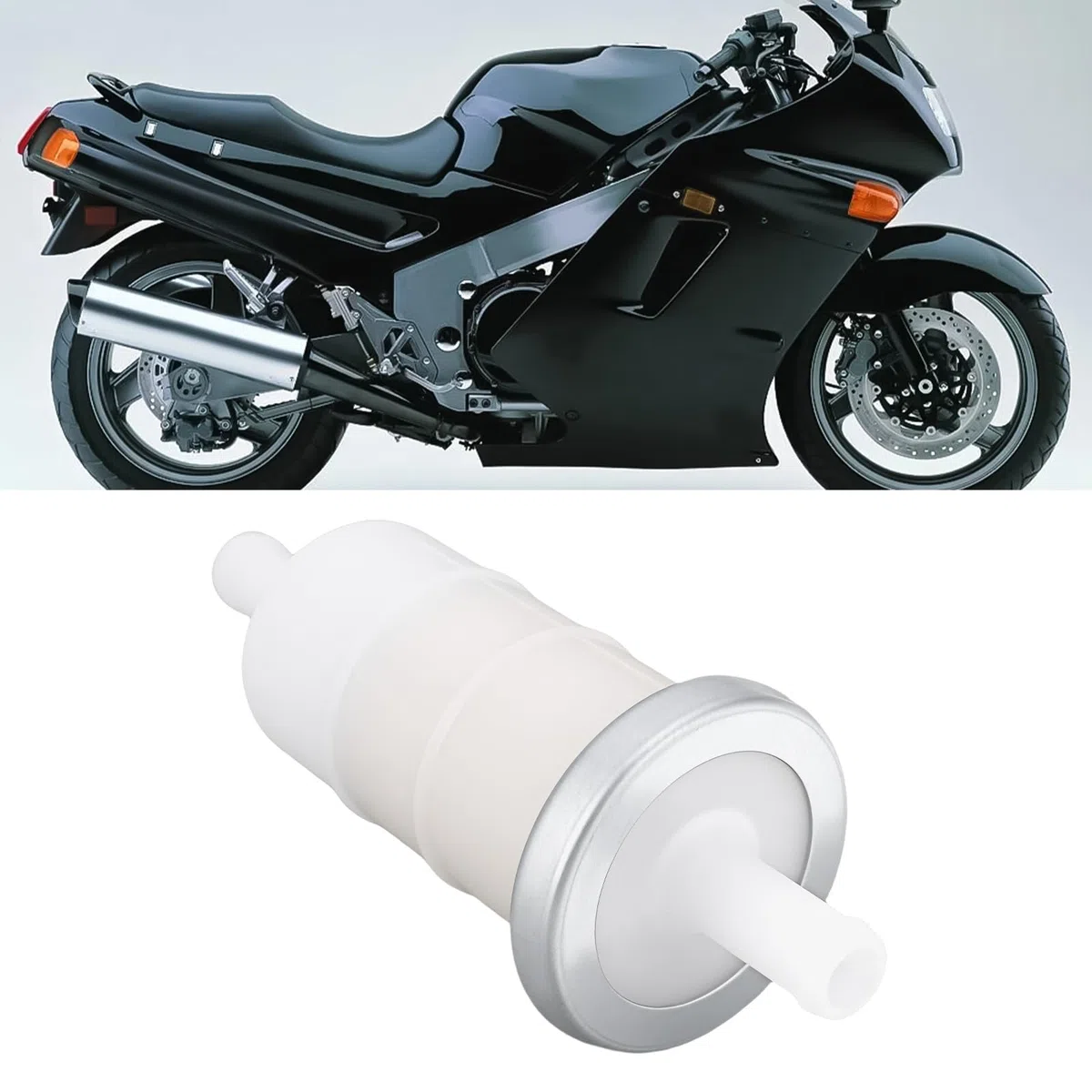 3-teiliger Motorrad-Kraftstofffilter 9 Mm Kompatibel mit Kawasaki VN ZX ZXR ZZR Kompatibel mit Yamaha BT FJ FZ FZR XJ