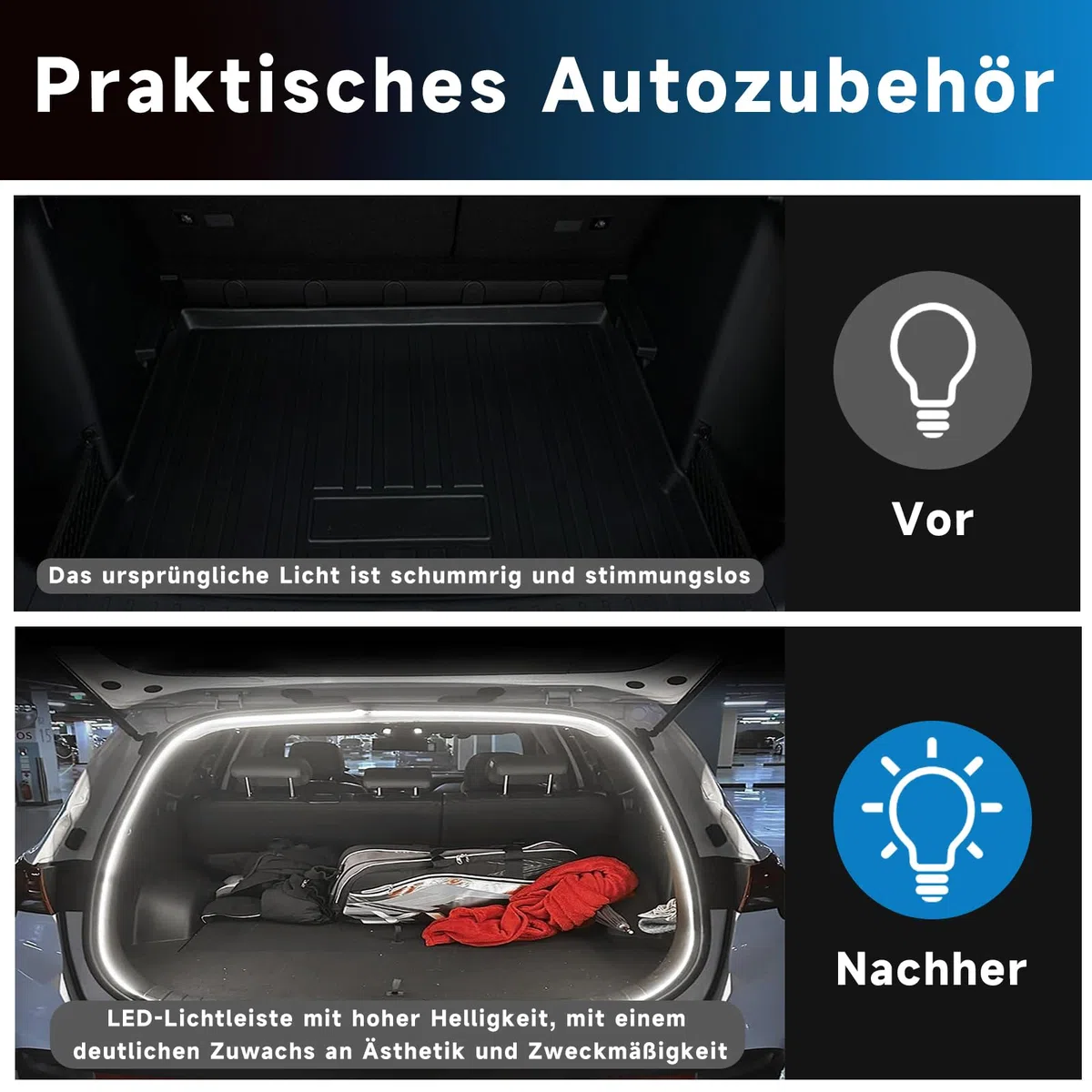 Kofferraum Lichtstreifen, 4m LED Kofferraum Streifen, Dynamic Flowing Car Trunk Light Strip, Kofferraumbeleuchtung Led, Automatischer Sensor Tail Box für Auto Kofferraum Dekoration(Mit Lauflichtefekt)