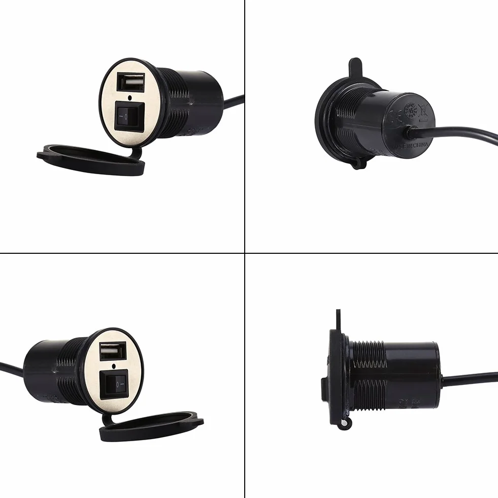 ladebuchse Motorrad + Steckdose Universal 12V bis 5V 1.5A Motorrad Elektrofahrzeug Ladegerät mit Wasserdicht Schalter für Motorrad Smartphone GPS USB Ladegerät Netzteil Sockel Ersatz Zubehörteil
